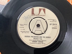 JOHNNY RIVERS - ROCKIN PNEUMONIA - UK UTD ARTISTS DEMO 1972 RARE EX - Picture 1 of 2