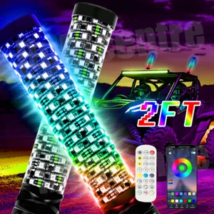 2024 NEWEST Thick LED Whip Spiral Chasing RGB 2FT Fat Whip Light For Polaris UTV - Picture 1 of 16