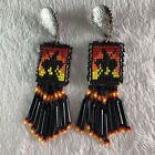 BEADED EARRINGS The Last Stand Native American Indian Casino Purchase Red Black