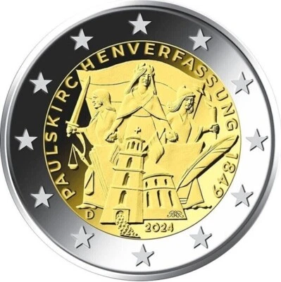 Germany  2 Euro Commemorative 2024 Constitution of the Paulskirche FREE SHIPPING - Image 1 of 3