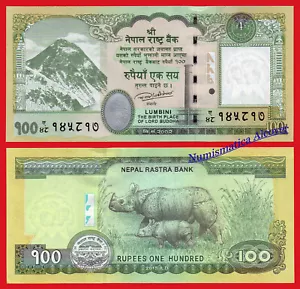 NEPAL 100 Rupias rupees 2015 Rinoceronte Pick 80 SC / UNC - Foto 1 di 1