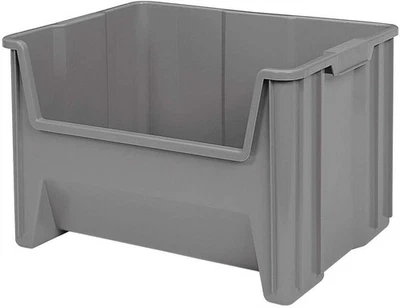 Durable Stacking Storage Bins 15X20 Inch Case Of 3 Gray For Organizing - Image 1 of 4