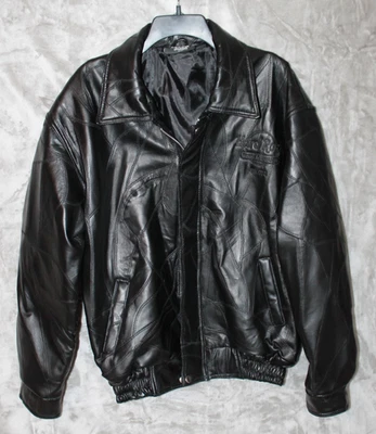 Chaqueta de cuero Hard Rock Biloxi Casino Bomber ennegrecida para hombre mediana Foto 1 de 4