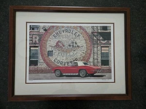 Chevolet Corvette Backstein Wand Kunstwerk Poster mit Rahmen ca. 23"x18" - Bild 1 von 5