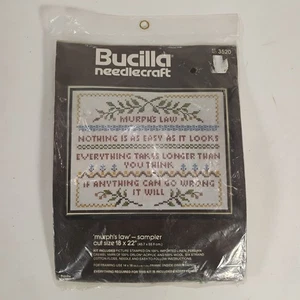 Vtg Bucilla Murphys Law Sampler Kit 3520 Cross Stitch 18x22in Needlecraft Funny - Picture 1 of 3