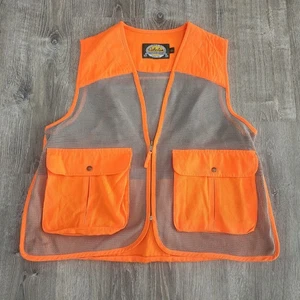 Cabela's Zip Up Outdoor Hunting Fishing Safety Orange Mens Vest Sz Large Hi Vis - Picture 1 of 10