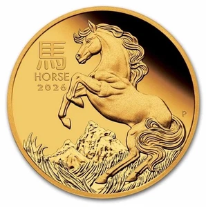 ๐บ๐ธ 2026 Australia 1/10 oz Gold Lunar Horse Proof (w/Box & COA) - Picture 1 of 5