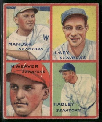 Goudey 1935 4 en 1 #2C Manush/Lary/Weaver/Hadley en muy buen estado/excelente Foto 1 de 2