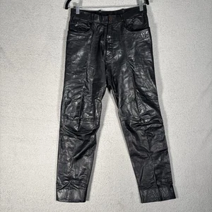 Verducci Genuine Leather Pants Men’s Size 31 Fit 30x27 Black Biker Moto - Picture 1 of 13