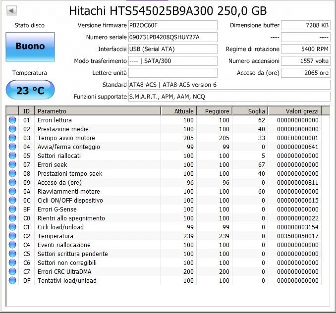 * HARD DISK Hitachi Interno 2,5 250 Gb Sata 5400RPM 8Mb HTS545025B9A300 - Immagine 1 di 1