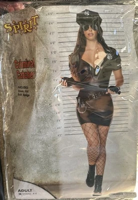 警察礼服帽子腰带手铐万圣节服装女式小号黑色 — 第 1/4 张图片