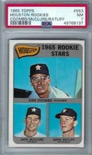 1965 Topps  # 553 -- Houston Rookies Coombs / McClure / Ratliff -- NM PSA 7