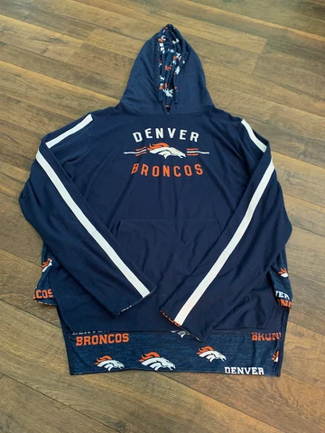 NFL DENVER BRONCOS women's poly hoodie pajama top, navy, MEDIUM, new Cover