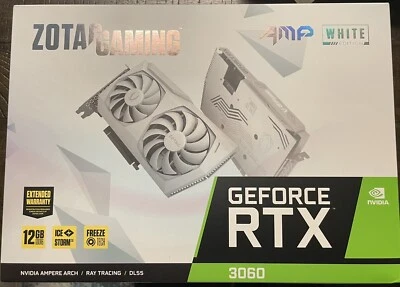ZOTAC GAMING GeForce RTX 3060 AMP White Edition 12GB GDDR6 Graphics Card -Sealed - Image 1 of 3