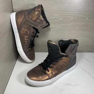 Zapatos de caña alta SUPRA MUSKA 001 para jóvenes talla 6 skateboarding bronce brillante Foto 1 de 4