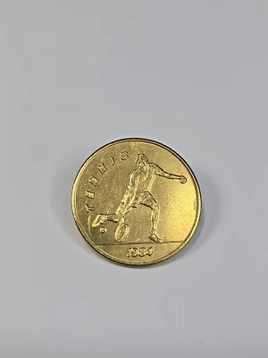 Tennis 1984 Los Angeles Olympics SCRTD Fare Transit Token Gold Color - Image 1 of 4