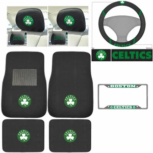 8PC NBA Boston Celtics Car Truck Floor Mats License Plate Frame Headrest Covers - Picture 1 of 12