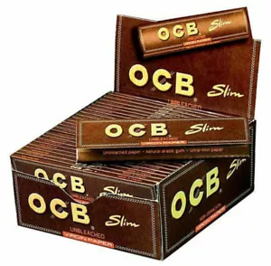 OCB BROWN VIRGIN KING SIZE Unbleached Slim Rolling Paper Natural 1 5 10 25 50 - Picture 1 of 1