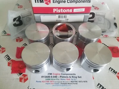 Volvo B30F 164E 74-75 - Penta AQ170B C 24mm Pin +.040 Pistón y Juego de Anillos (6) Foto 1 de 4