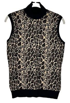 Camiseta sin mangas Luisa Spagnoli con estampado animal 100 % lana cuello alto talla mediana Foto 1 de 4