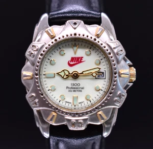 Vtg NIKE 1500 Swoosh Professional Watch Women Glows Date 200m NEW BATTERY & BAND - Picture 1 of 11