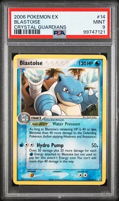 Pokémon TCG Blastoise EX Crystal Guardians 14/100 PSA 9 Non Holo - Image 1 of 3