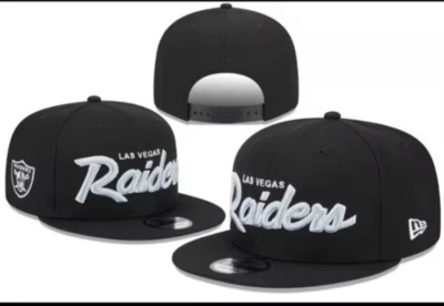Las Vegas Raiders Hat Cap Snapback Black New Era LA Throwback Oakland NWA Silver