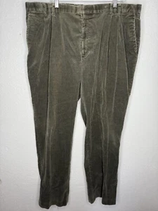 Vintage Eddie Bauer Pants Mens 44 X 32 See Pics Green Corduroy Cotton Pleated - Picture 1 of 9