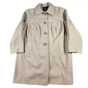 London Fog Wool Coat Women's XL Trench Jacket Button Pea Coat Winter Cream Beige - Picture 1 of 8