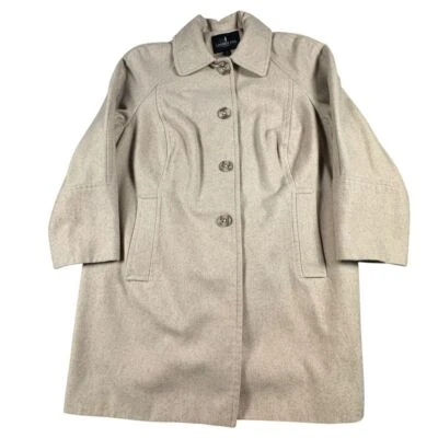London Fog Wool Coat Women's XL Trench Jacket Button Pea Coat Winter Cream Beige - Image 1 of 4