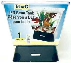 Tetra 1 Gallon LED Base Betta Tank With Convenient Feed Hole  9"W X 8" H X 7" D - Picture 1 of 3