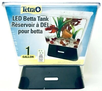 Tetra Serbatoio Betta Base LED da 1 Gallone con Comodo Foro di Alimentazione 9"W X 8" H X 7" D - Immagine 1 di 3