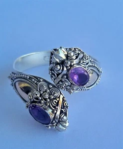 ANELLO IN ARGENTO 925 ANNI 50 CON 2 GOCCE DI AMETISTA - Foto 1 di 7