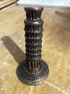 Estatuilla de recuerdo Torre de Pisa Italia de metal bronceado, ¡Hecha en Italia 4"! - Imagen 1 de 3
