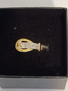 Fibbia cintura da donna oro bianco 14K argento sterling e diamanti stile taglia 7 - Foto 1 di 5