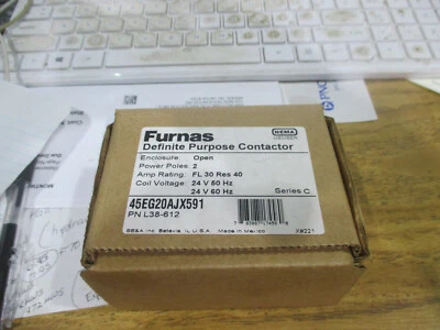 Furnas definite purpose contactor # 45EG20AJX591   PN L38-612 24VAC coil - Image 1 of 2