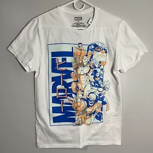 NEW Marvel Avengers X-Men Anime Superhero White Short Sleeve T-Shirt Mens Small - Picture 1 of 5
