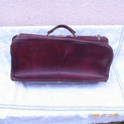 ANCIENNE VALISE CUIR SAC VOYAGE BAGAGE DEB XX / OLD LEATHER SUITCASE  - Photo 1/4