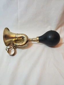 Bocina de aire para bicicleta corneta de latón con bombilla de goma negra de colección con abrazadera de latón - Imagen 1 de 5