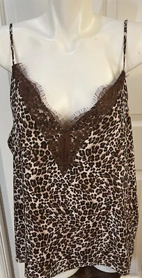 Melrose and Market Nordstrom Encaje Ribete Leopardo Cami Top Beige Mujer 2X Nuevo Foto 1 de 4