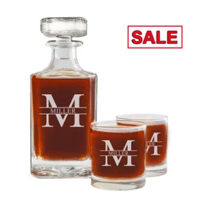 Set decanter whisky personalizzato con 2 bicchieri, fidanzato, papà, marito regalo - Foto 1 di 6