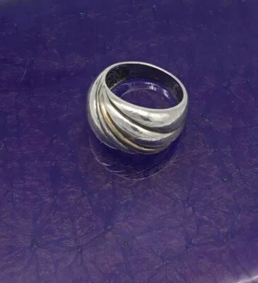 Anillo Flow de oro amarillo sólido de 14k de plata de ley 925 firmado por Kabana talla 6 Foto 1 de 4