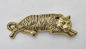 Sleeping Tiger Safari Animal Gold Tone Vintage Belt Buckle - Picture 1 of 4