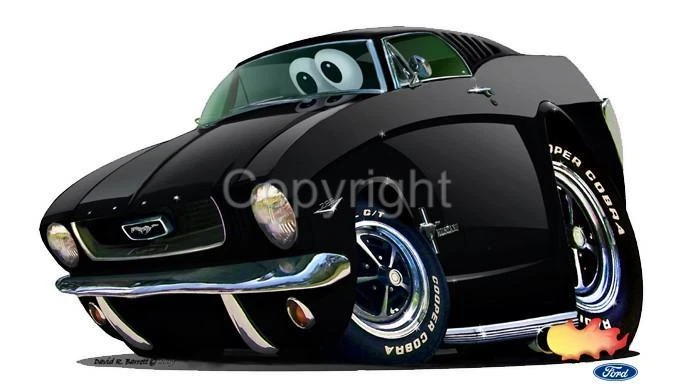1966 Mustang Fastback Pony Muscle Car Tshirt #6733 Cartoontees auto Ford art - Image 1 of 1