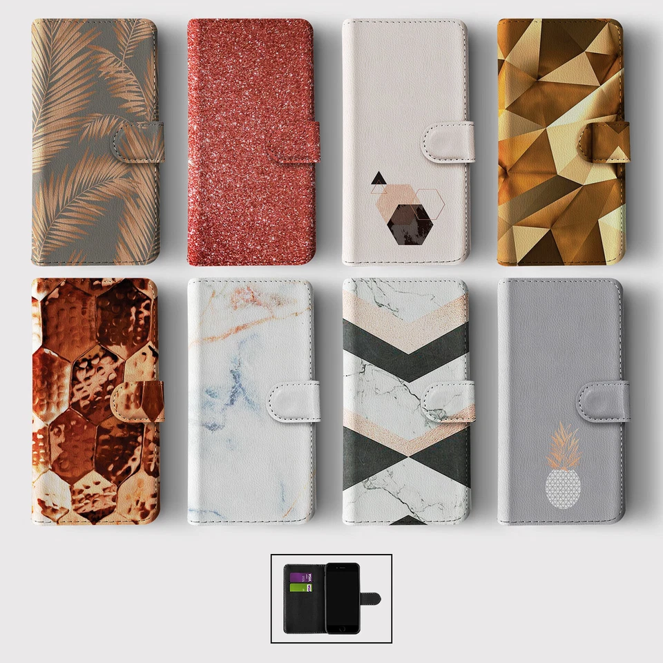 CASE FOR IPHONE 16 15 14 13 12 11 PRO WALLET FLIP PHONE COVER GLITTER ROSE GOLD - Image 1 of 1