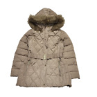 Dorothy Perkins Taupe Petite Hooded Fur Padded Jacket UK Women's 12 Bnwt K867