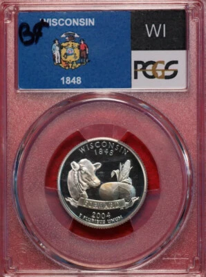 🇺🇸 Uncirculated 2004-S Wisconsin Silver State Quarter PCGS PR69DCAM USA - Image 1 of 2