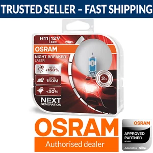 OSRAM Night Breaker Laser +150% H11 Car Headlight Bulbs x2 (FKA 'Next Gen') - Picture 1 of 4