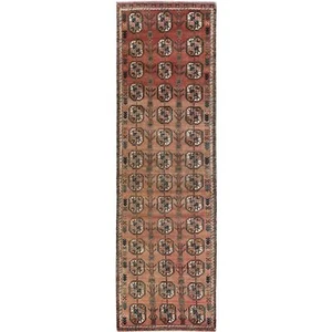2'4"x7'8" Brown Vintage Zoroastrian Sheeraz Hand Knotted Wool Runner Rug R886 - Picture 1 of 7