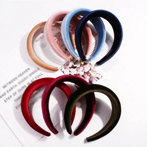 Ladies Velvet Headband Padded Hairband Wide Sponge Hair Hoop Band Accessories  - Picture 1 of 33